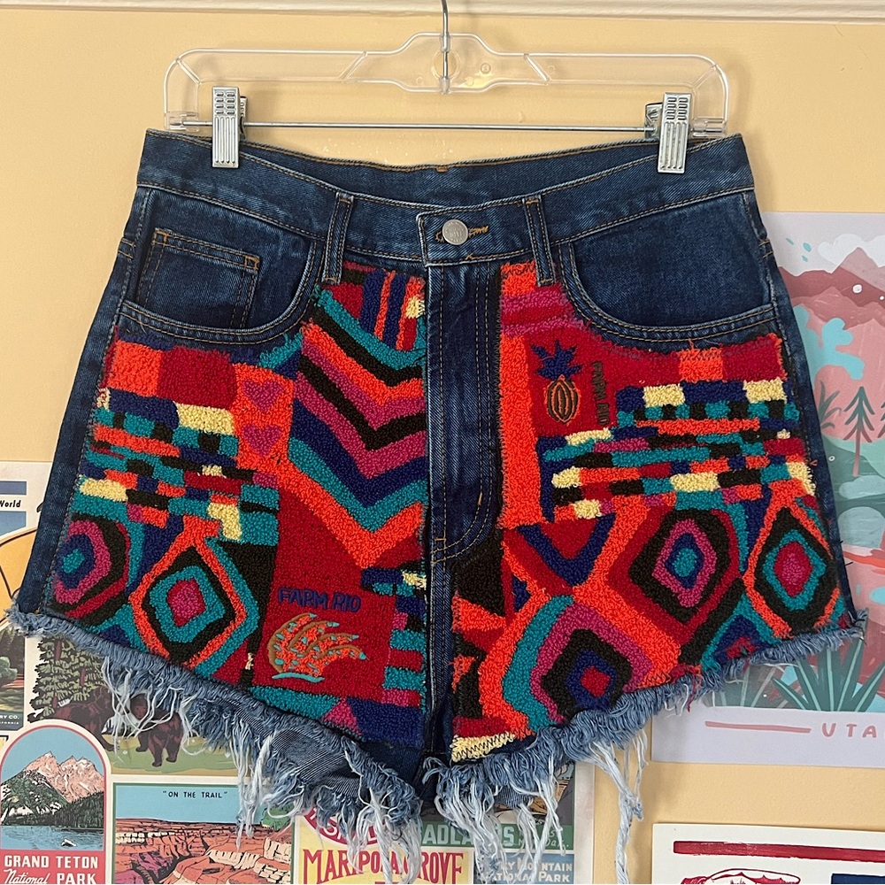NWT Farm Rio Summer Patches High Rise Shorts
